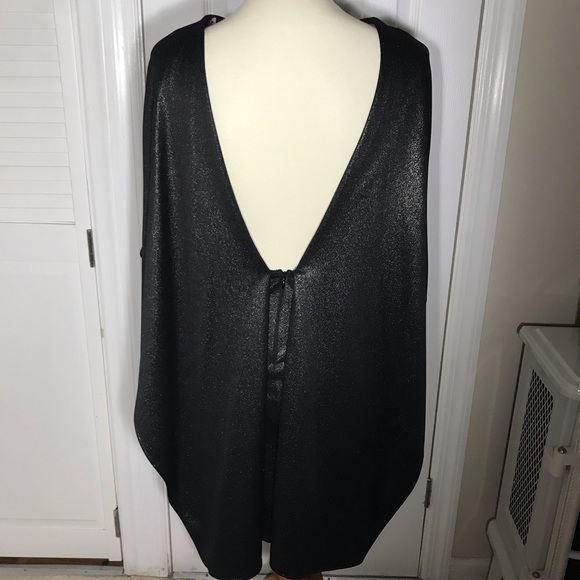 Sexy Open Back Cape Dress Black With Shimmer - Picture 4 of 7
